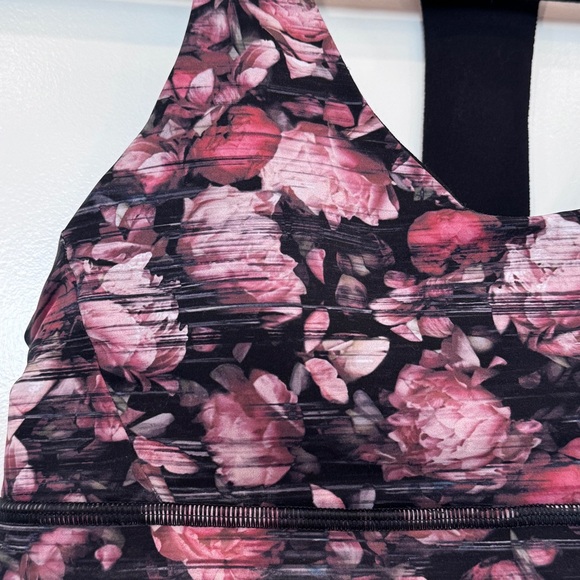 LULULEMON BREAK FREE PEONY FLORAL BLACK MESH YOGA GYM SPORTS BRA SIZE 6 - Picture 3 of 7